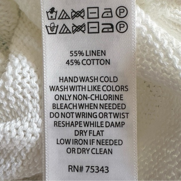 Sigrid Olsen Linen Lightweight White Pullover Hoodie Size L NWT Oversized Beachy - Picture 8 of 8